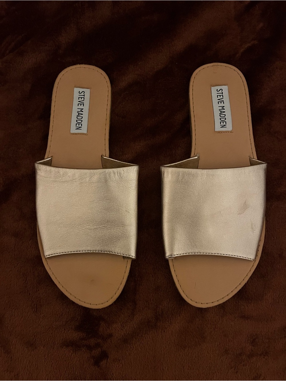 Steve Madden Gold Metallic Slide Sandals